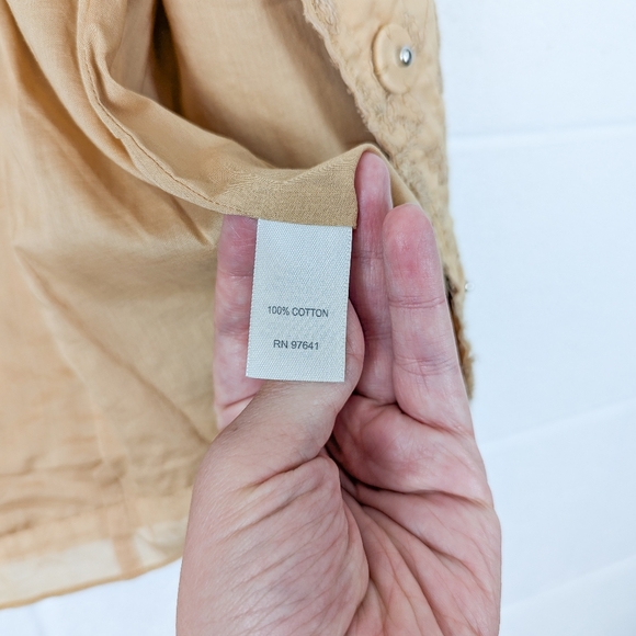 J. Jill 100% Cotton Lightweight Jacket Blazer Yellow Tan Embroidered Pockets 8 - Picture 2 of 10